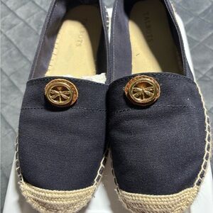 Talbots Navy Espadrille Slip-On Loafers with Gold Accent